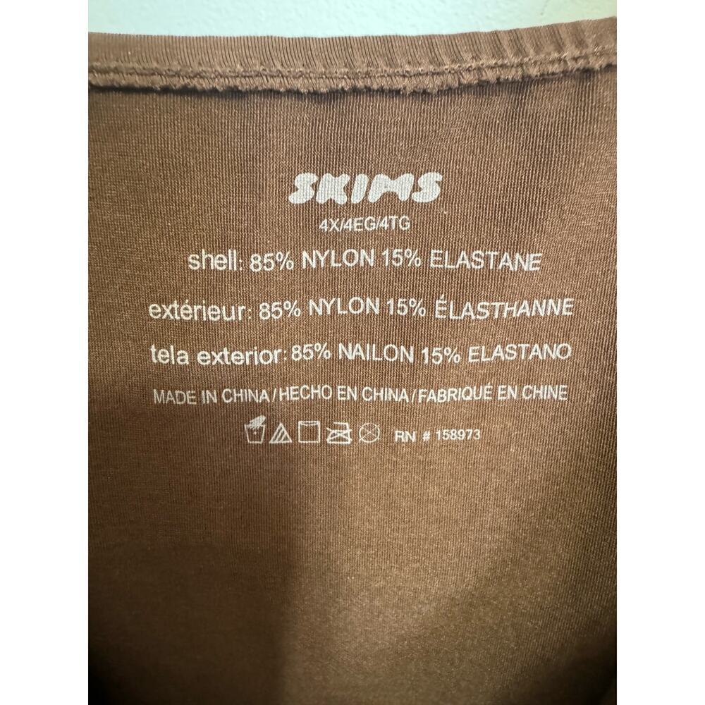 Skims Seamless Thong Bodysuit Soft Smoothing Scoop Neck Open Back Brown Size 4X - Picture 8 of 9